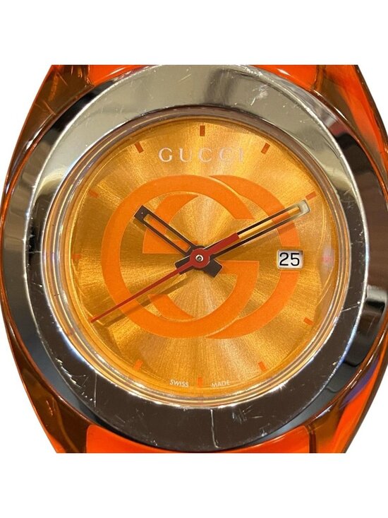Gucci Sink Watch SS Rubber Quartz Orange Dial 137.3 main image 4